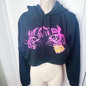Insomniac Pink Tiger Cropped Hoodie Black Size Small
